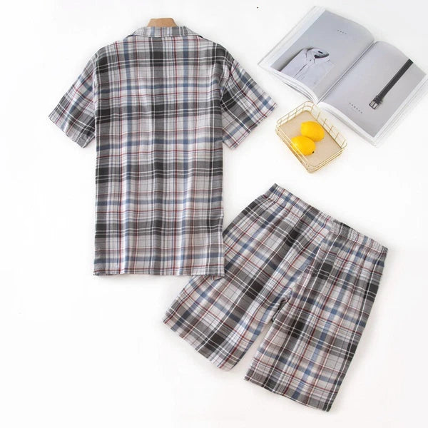 Mens Short Pyjama Set Cotton Pyjamas T Shirt Shorts Loungewear Sets Nightwear