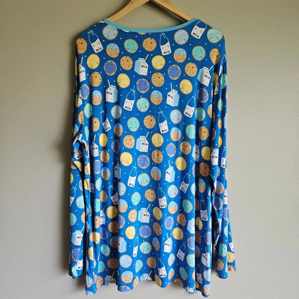 Little Sleepies Pajama Set Men's XXL Blue Cookie Milk Bamboo Comfort PJs Lounge