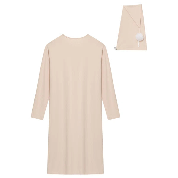 Men's Sissy Nightwear Loose Striped Robe Long Sleeve Nightshirt Cap Pajama Sets