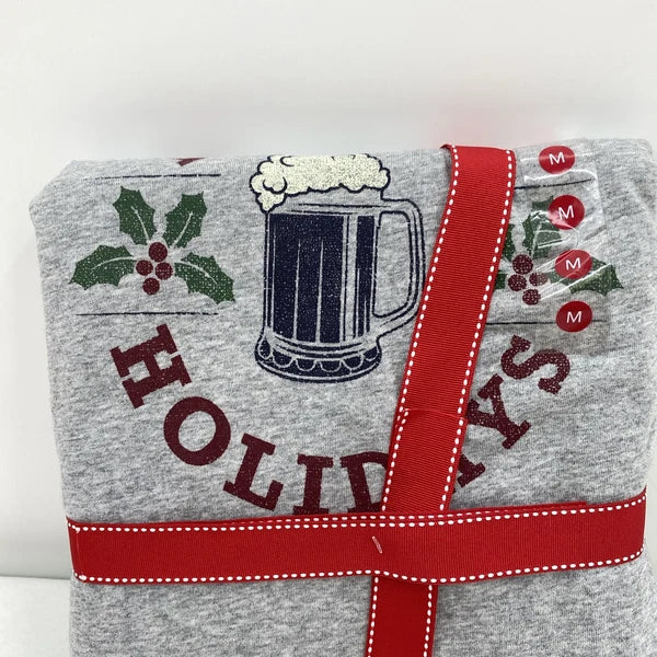 $60 Club Room Mens 2-Piece Pajama Set Hoppy Holidays Fleece Long Sleeve Size M