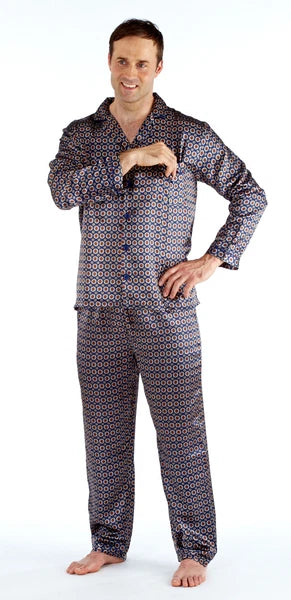 Men's Luxury Silky Satin Printed Pyjama Sets  Kimono Gown Size M up to 2XL Gift
