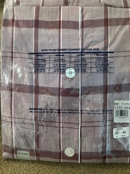 NWT Roundtee & Yorke Mens XL Short Pajama 2PC Set Cotton Polyester Burgandy