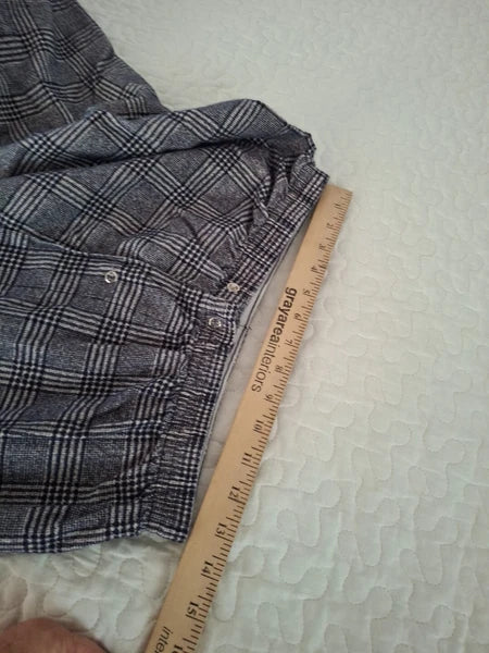 Flannel Pajamas Black Tan plaid mens M Adjust. Waist Cotton Old Money Grandpa