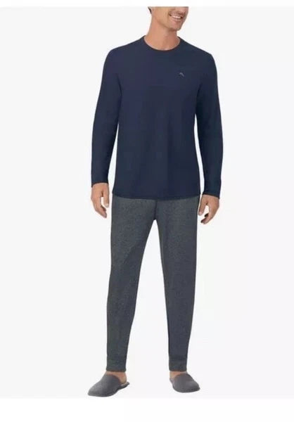 Tommy Bahama Pajamas Blue & Grey Men’s lounge Set Pants Shirt Thermal-Sz.Medium