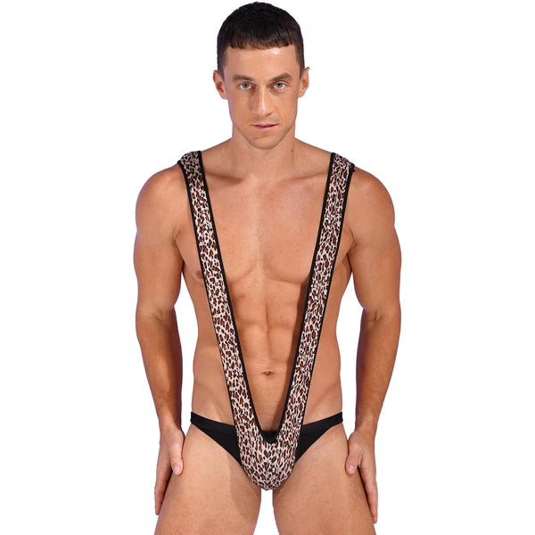 Men's Loose Romper Pajamas Jumpsuit Sleepwear Zipper Crotch One Piece Bodysuit
