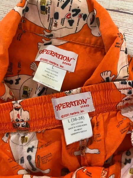 Vintage Hasbro Men's 2001 Orange Operation Pajama Set Y2K - Large