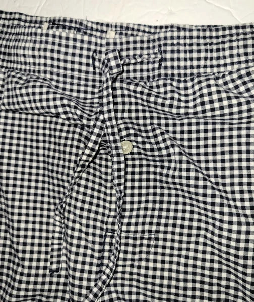 BLACK WHITE Cotton Gingham Check 2 Piece Button Drawstring Pajama Set 2XL XXL
