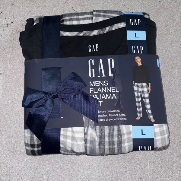 Gap Men's Flannel Pajama Set Size Large True Black Plaid