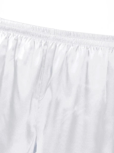 Mens Satin Pajamas Set Lounge Shorts Tank Top Silk Shirt Sleepwear Nightwear