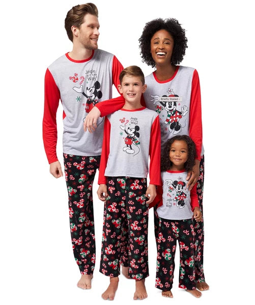 DISNEY Men's 2-Piece Mickey Mouse Jingle All The Way Pajama Set sz S Small Red