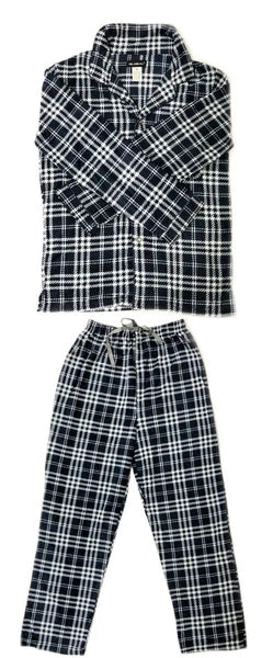 Men's Long Sleeve Pajama Lounge Set Comfortable PJ's Soft Fleece Plaid Sleepwear