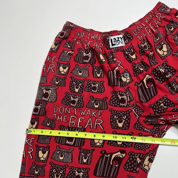 Lazy One Don’t Wake The Bear Mens Pajama Set, Pants and Shirt - Size L