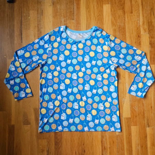 Little Sleepies Pajama Set Men's XXL Blue Cookie Milk Bamboo Comfort PJs Lounge
