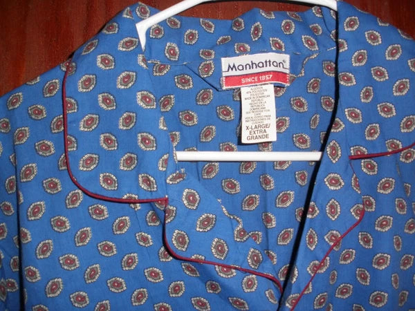 Manhattan Blue Foulard Print Pajamas Pajama Set XL