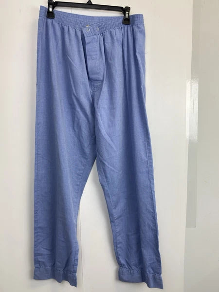 Hanes Ultimate Sleepwear Men's Size L 2-Piece Pajama Set Blue Button Front