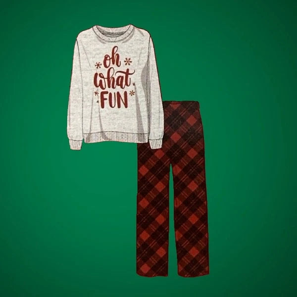 Men's 2 Piece Holiday Pajama Set Christmas PJ's Size Medium Oh What Fun!