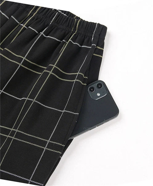 Men's t Pajamas Sets Men Plaid Pants Pure Cotton Male Sleepwear 4XL Nightwear