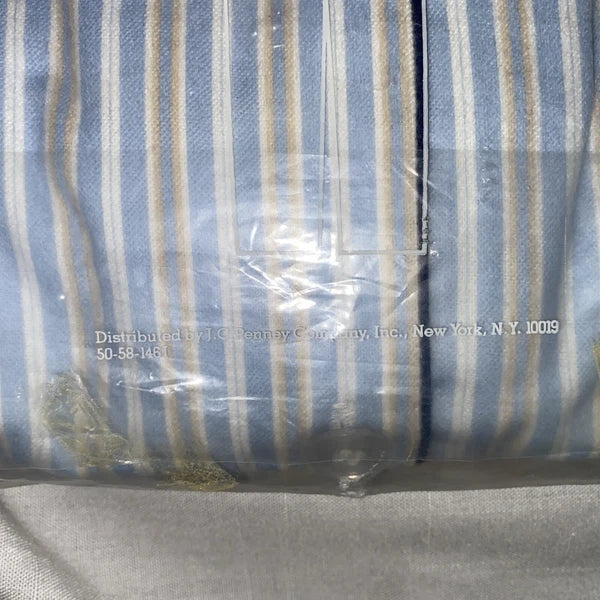 NIB AUSTIN MANOR Mens Blue/brown Striped Cotton Pajamas Long Sleeve & Leg Mens M