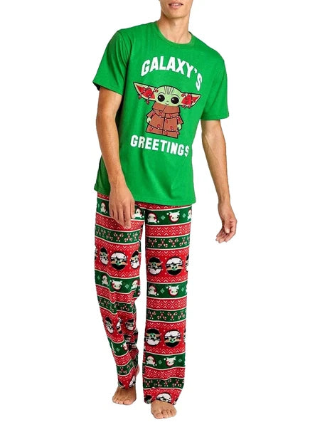 Star Wars Mandalorian Baby Yoda Christmas Mens Pajamas Set Mens XL - New
