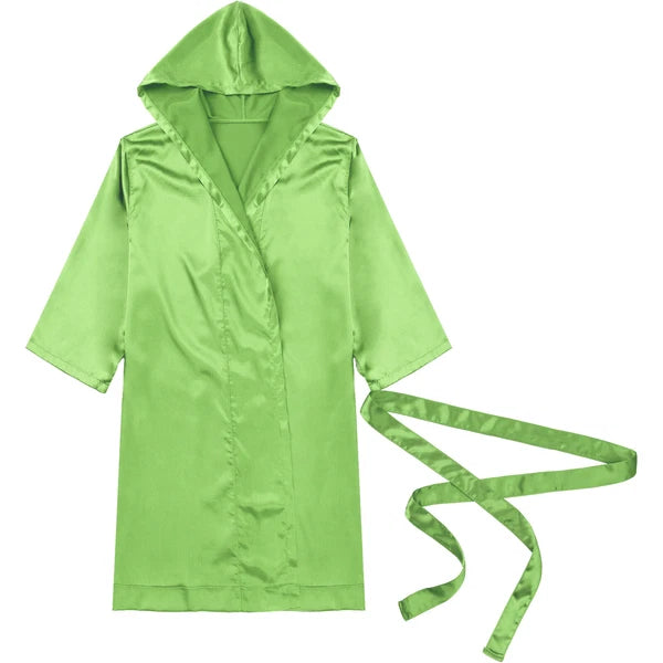 Men's Silk Satin Pajamas Hooded Bathrobe with Belted Set Bath Robe Sleepwear