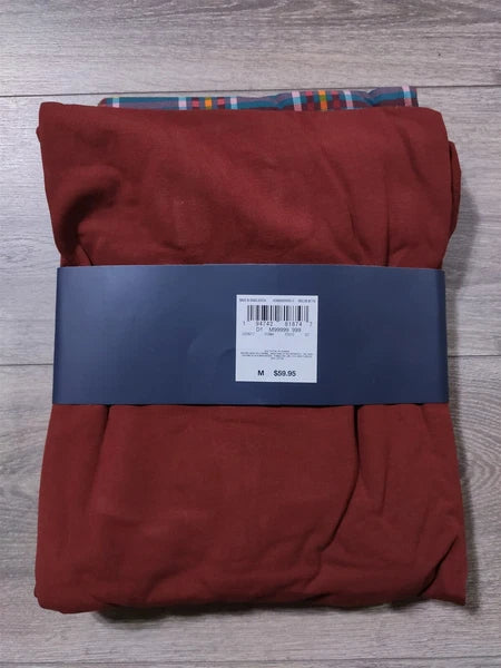 Lands End Pajama Set Adult Medium Red Plaid Lounge Pant PJs Shirt Gift Mens