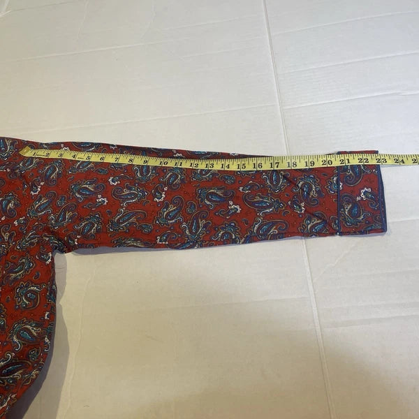 Bill Blass Men’s Pajama Set 2 Piece Paisley Print Blue Red Large 100% Cotton
