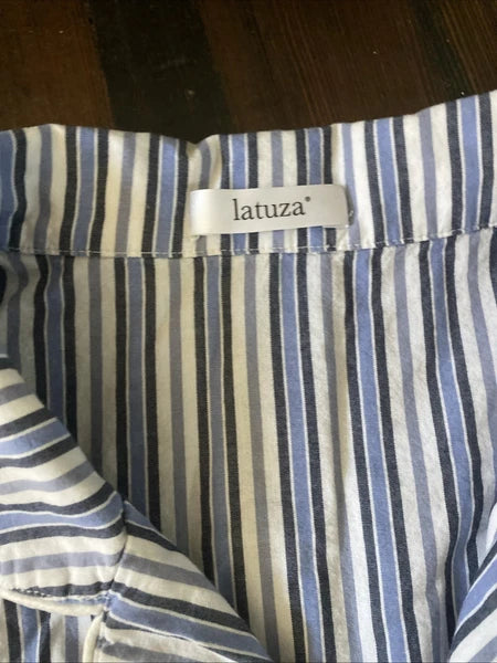 Latuza Men's Cotton 2 Piece Sleepwear Pajama Set L Blue White Stripe