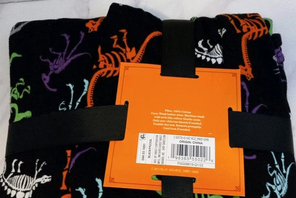 Hyde & Eek Men's 2 Piece Sleep Set Halloween Black With Dinosaurs Size Large NWT