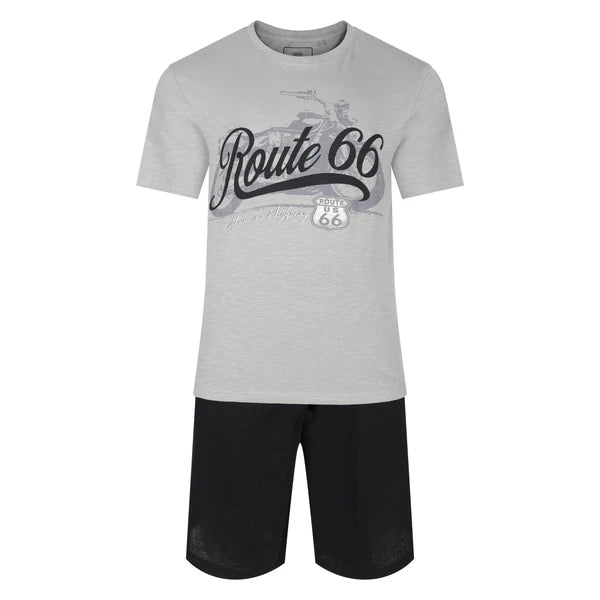 Mens Short Pyjama Set Route 66 PJ Sleep Lounge Night Wear UK S to 3XL New