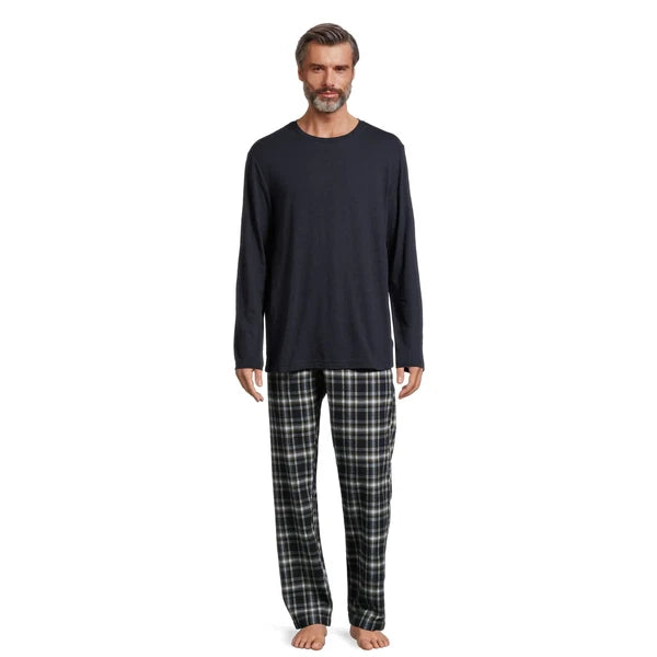 HANES Men’s Knit Top And Ultra Soft Flannel Sleep Pants 2-Piece Set, Sizes: S, L