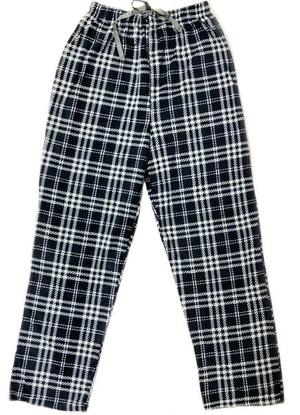 Men's Long Sleeve Pajama Lounge Set Comfortable PJ's Soft Fleece Plaid Sleepwear