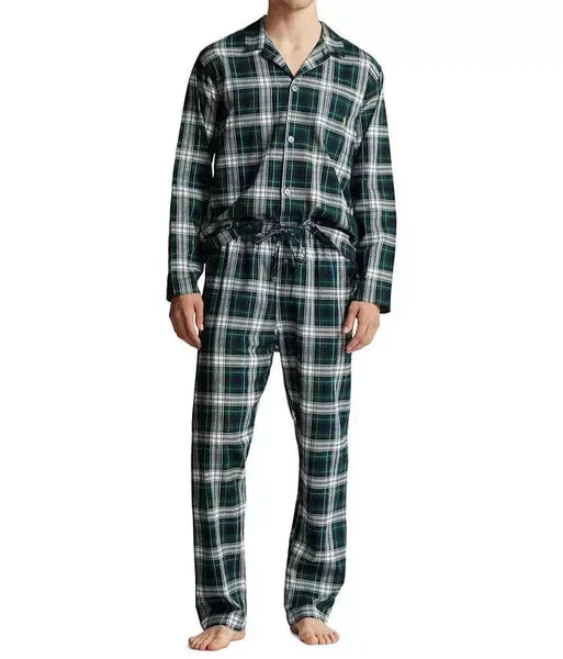 POLO RALPH LAUREN Sleepwear Mens XL Green Plaid Pajama Set Cotton PJs $105