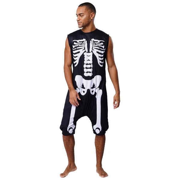 Men's Loose Romper Pajamas Jumpsuit Sleepwear Zipper Crotch One Piece Bodysuit