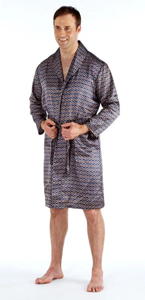 Men's Luxury Silky Satin Printed Pyjama Sets  Kimono Gown Size M up to 2XL Gift