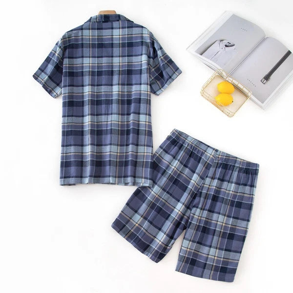 Mens Short Pyjama Set Cotton Pyjamas T Shirt Shorts Loungewear Sets Nightwear