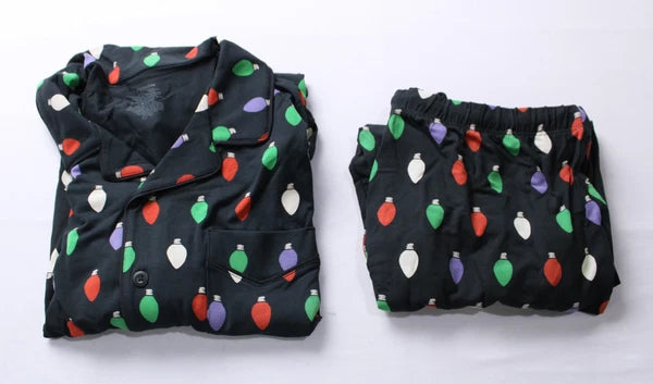 MeUndies Men's Long Sleeve Christmas Lights Pajama Set DM3 Multicolor Large