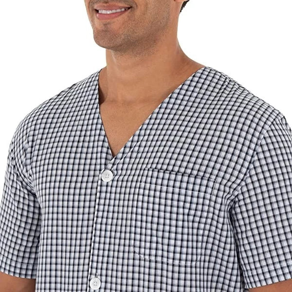 Fruit of the Loom Pajama Lounge Set Men Size 4XL Navy Plaid Check Drawstring NEW