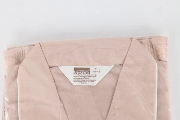 Deadstock Vintage 70s Streetwear Mens XL 2 Piece Long Sleeve Pajamas Set Rose