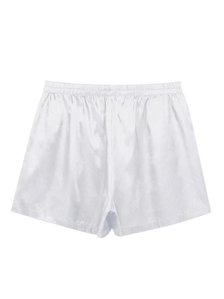 Mens Satin Pajamas Set Lounge Shorts Tank Top Silk Shirt Sleepwear Nightwear
