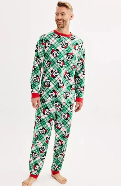 DISNEY MICKEY MOUSE FLEECE CHRISTMAS PAJAMA SET Men's Size Large NEW WITH TAGS!!
