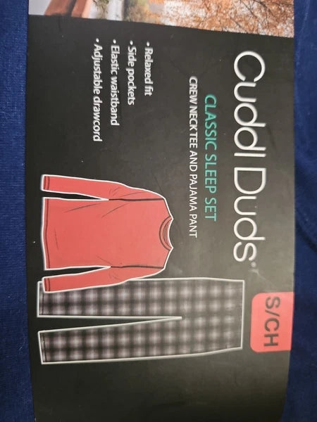 Cuddl Duds Classic Sleep Set Men's Size Small 2pc Swt NWT Relaxed Fit Black/Blue