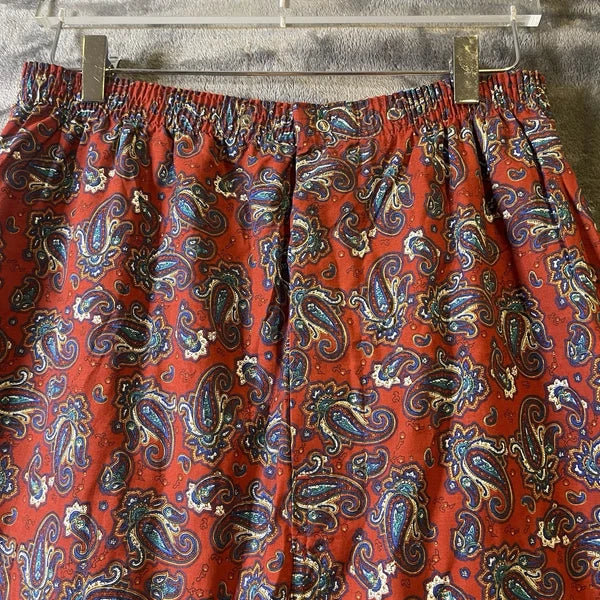 Bill Blass Men’s Pajama Set 2 Piece Paisley Print Blue Red Large 100% Cotton