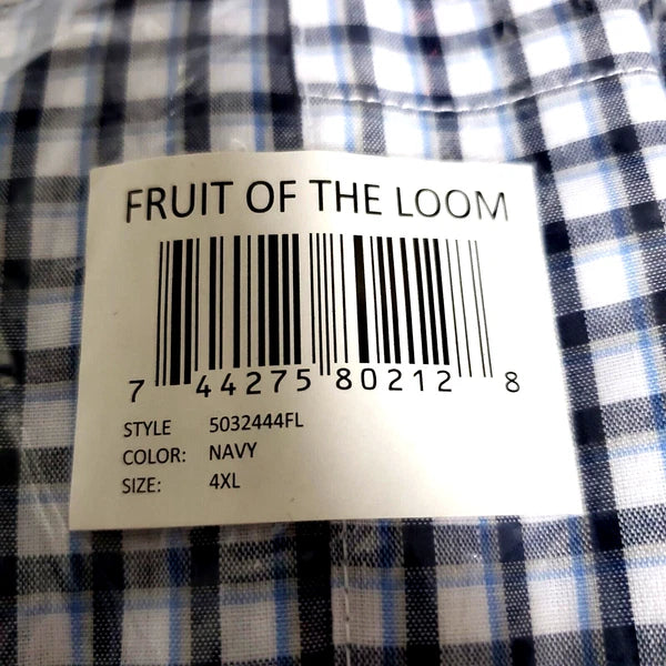 Fruit of the Loom Pajama Lounge Set Men Size 4XL Navy Plaid Check Drawstring NEW