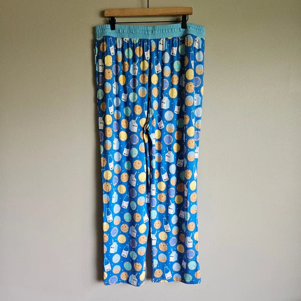 Little Sleepies Pajama Set Men's XXL Blue Cookie Milk Bamboo Comfort PJs Lounge