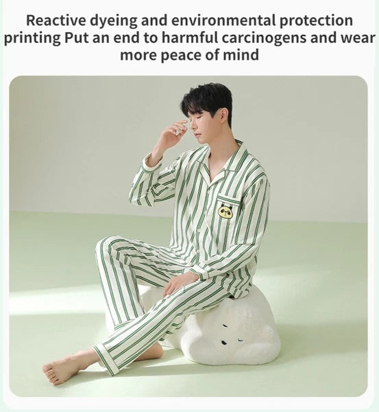 Fashion New Men's Striped Sleepwear Antibacterial Comfortable Fashion Pajama Set