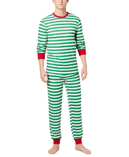 Family PJs Men's Holiday Stripe Pajama Set Green Small