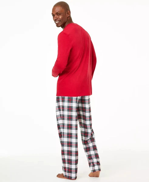 Family Pajamas Men's 2-Piece Pajama Set, Stewart Plaid Multi, Medium