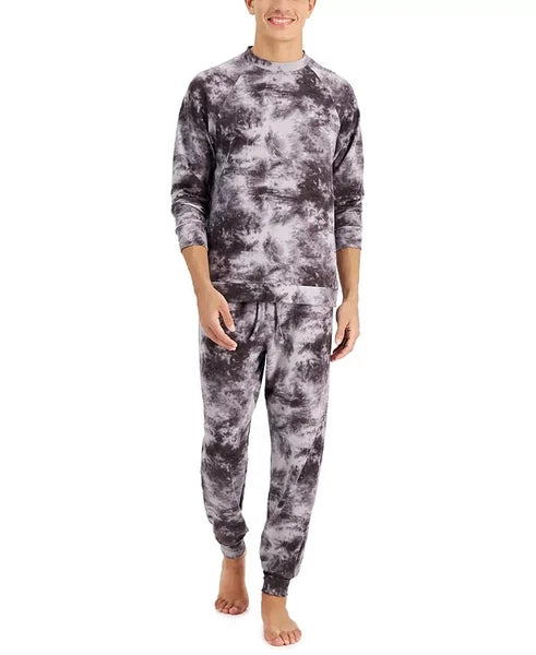 FAMILY PAJAMAS Matching Men's Tie-Dyed Pajama Set Black/ White Size XL