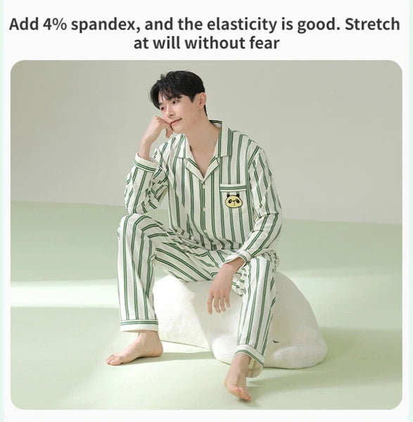 Fashion New Men's Striped Sleepwear Antibacterial Comfortable Fashion Pajama Set