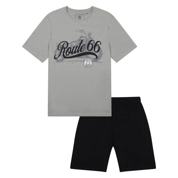 Mens Short Pyjama Set Route 66 PJ Sleep Lounge Night Wear UK S to 3XL New